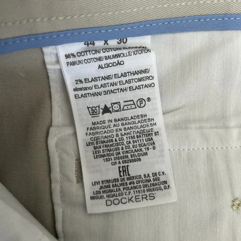 Dockers Signature Khaki Pleated Pant Men’s 44x30 Classic Fit Best Pressed